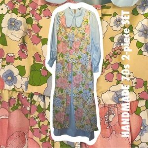 STUNNING, ultra-long, one-of-a-kind 60s-70s handmade dress - 2 piece set